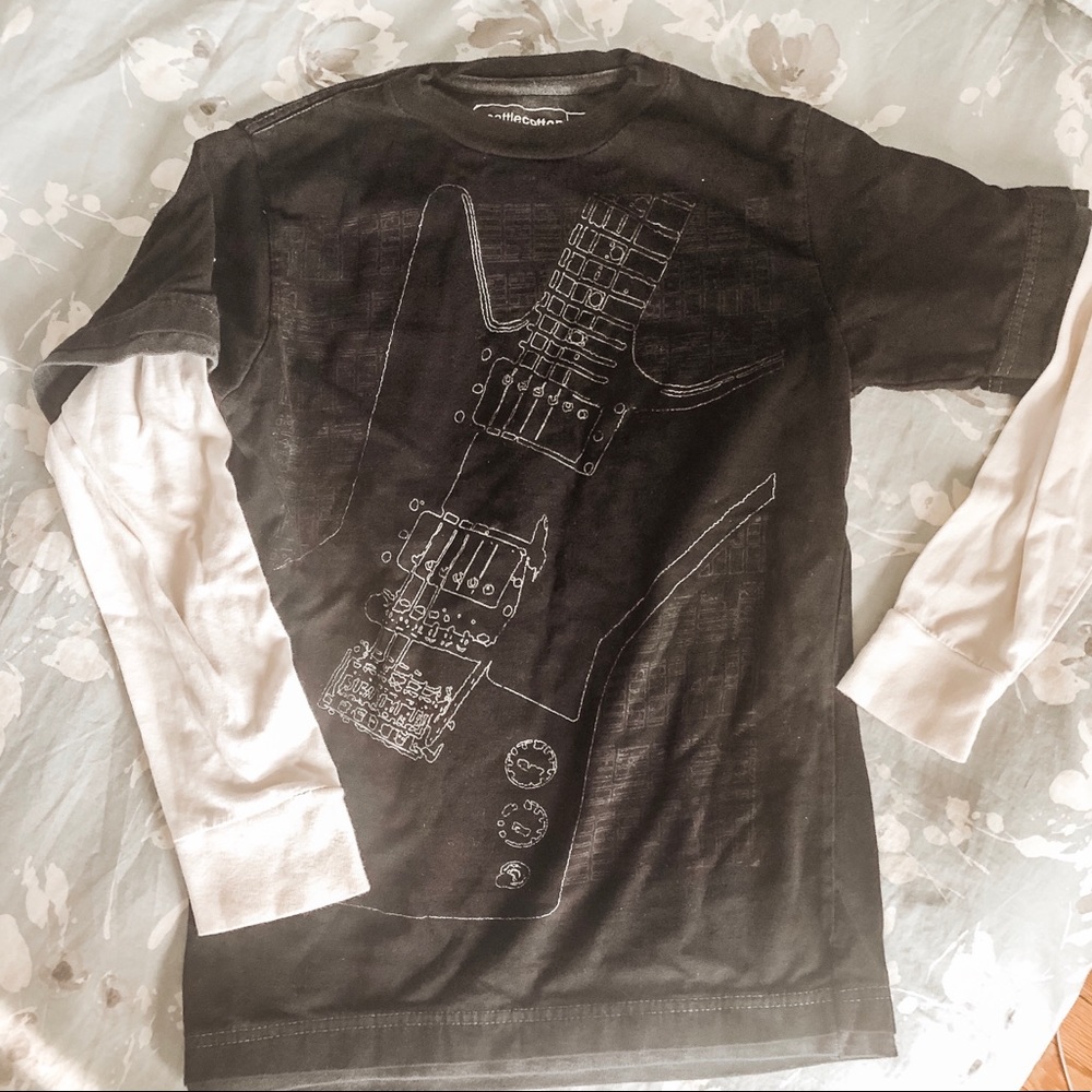 Layered long sleeve shirt GUITAR graphic